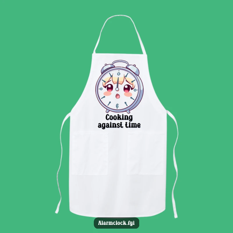 Funny Surprised Clock Character Apron - Chef's Hilarious Gift for Fast Cooking
