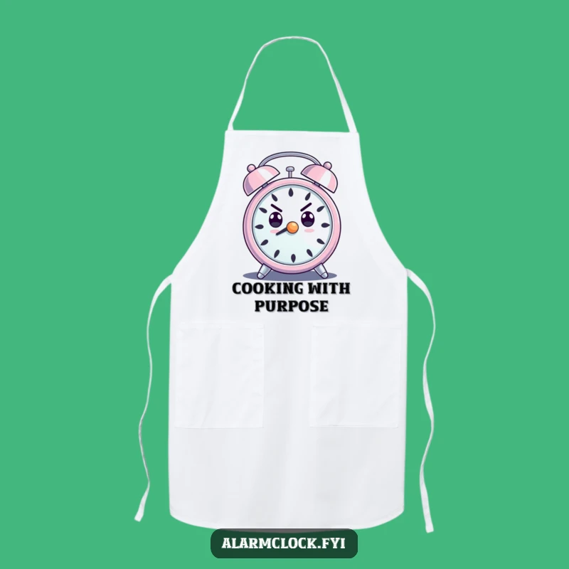 Funny Determined Alarm Clock Apron - Loud Ringing Motivational Kitchen