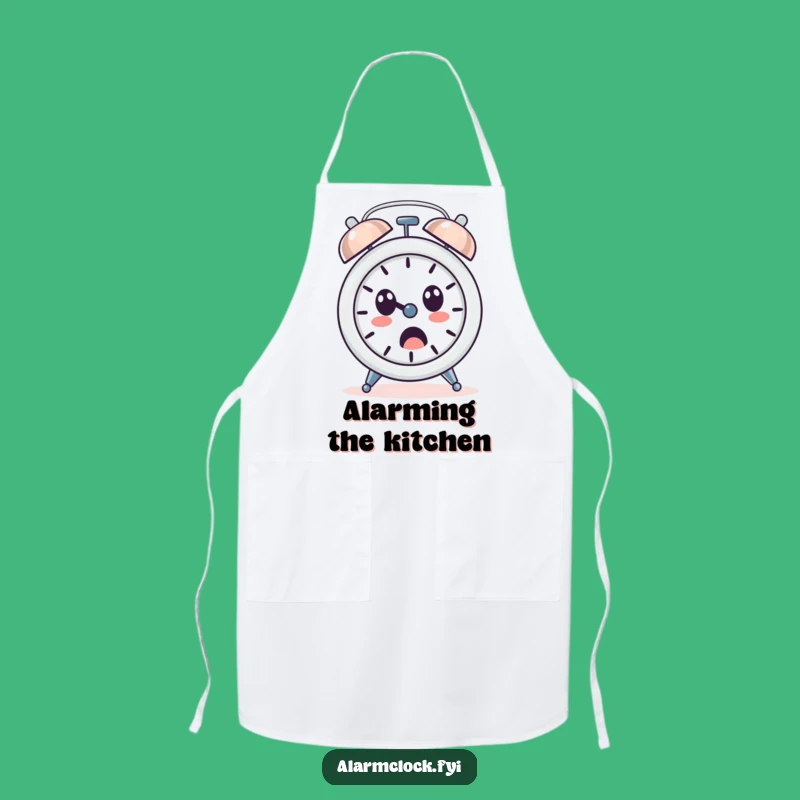 Funny Surprised Alarm Clock Apron - Loud Ringing Shocked Face Kitchen