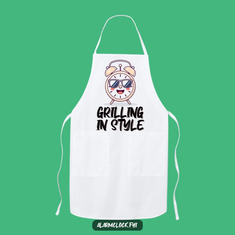 Funny Cheerful Alarm Clock Apron: Cook Up Fun Under the Sunny Morning Sky