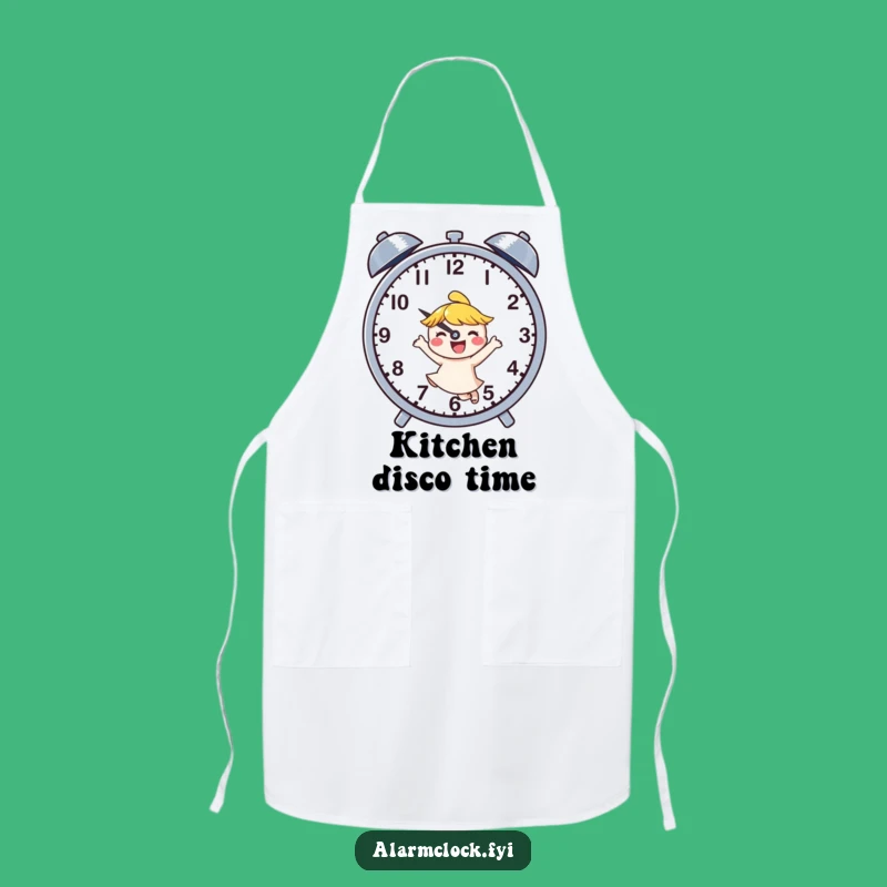 Funny Joyful Dancing Character Apron - Kitchen Grooves with Clock Humor!