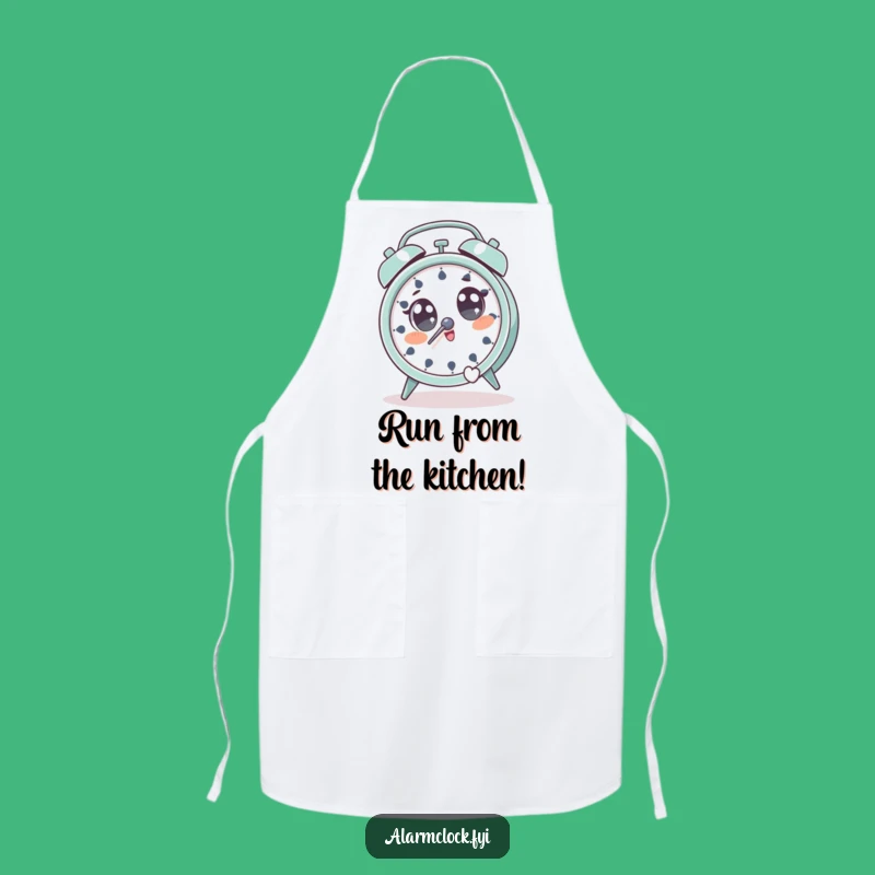 Funny Jump Aweigh Alarm Clock Apron: Hilarious Kitchen Protection for a Funny Gift!