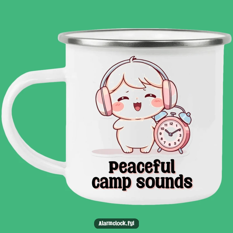 Funny Earmuffs Alarm Clock Camping Mug: Peaceful Adventures On-the-Go!