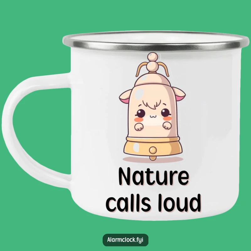 Funny Peeking Bell Camp Mug: Curious Explorer's Outdoor Fun