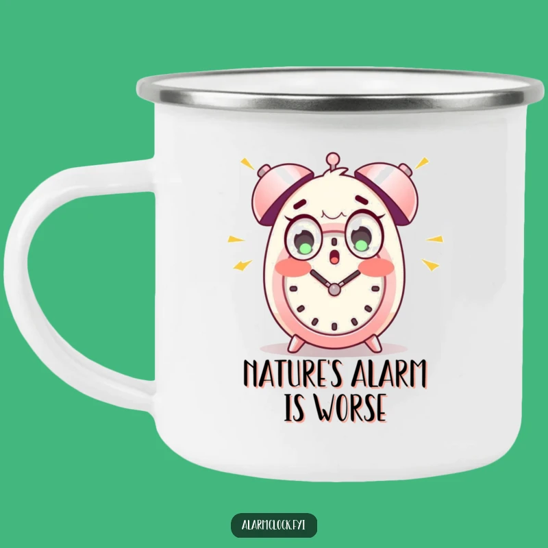 Funny Startled Alarm Camping Mug - Wide-Eyed Character Outdoor Gift