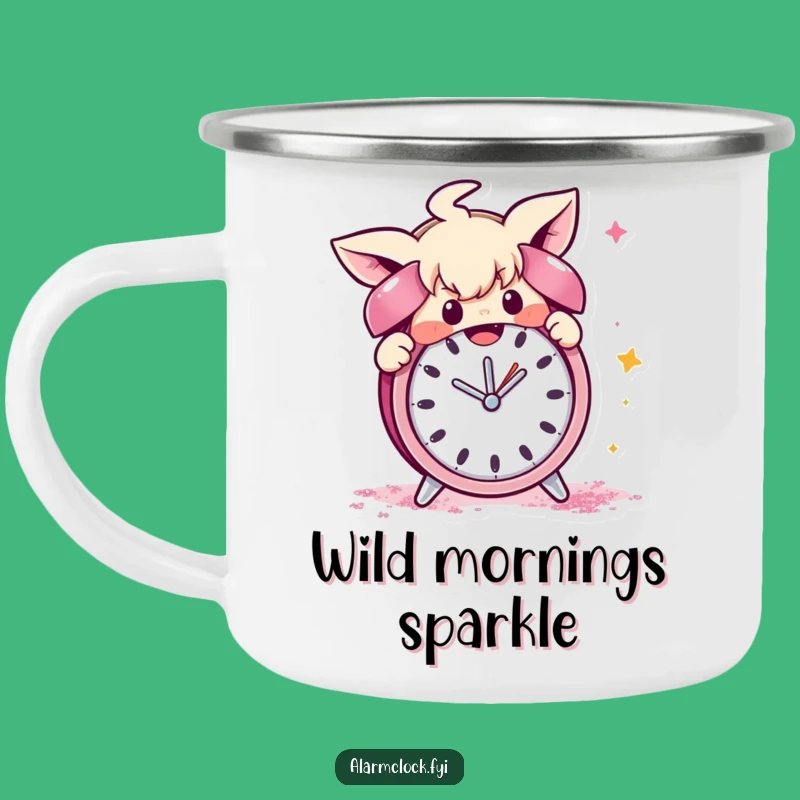 Funny Enamel Camping Mug: Mischievous Character's Glitter Bomb, Rugged and Funny Gift