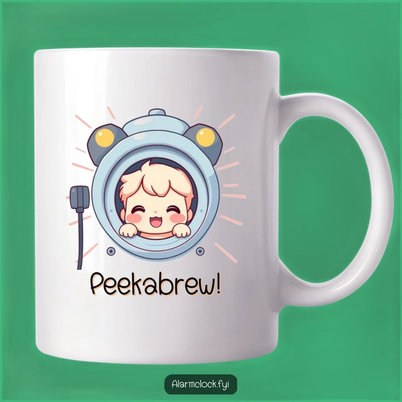 Funny Peek-a-Boo Alarm Mug: Smiling Character Hides, Perfect Funny Gift