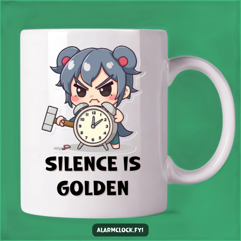 Funny Smashing Alarm Clock Mug - Determined Character Gift for Haters