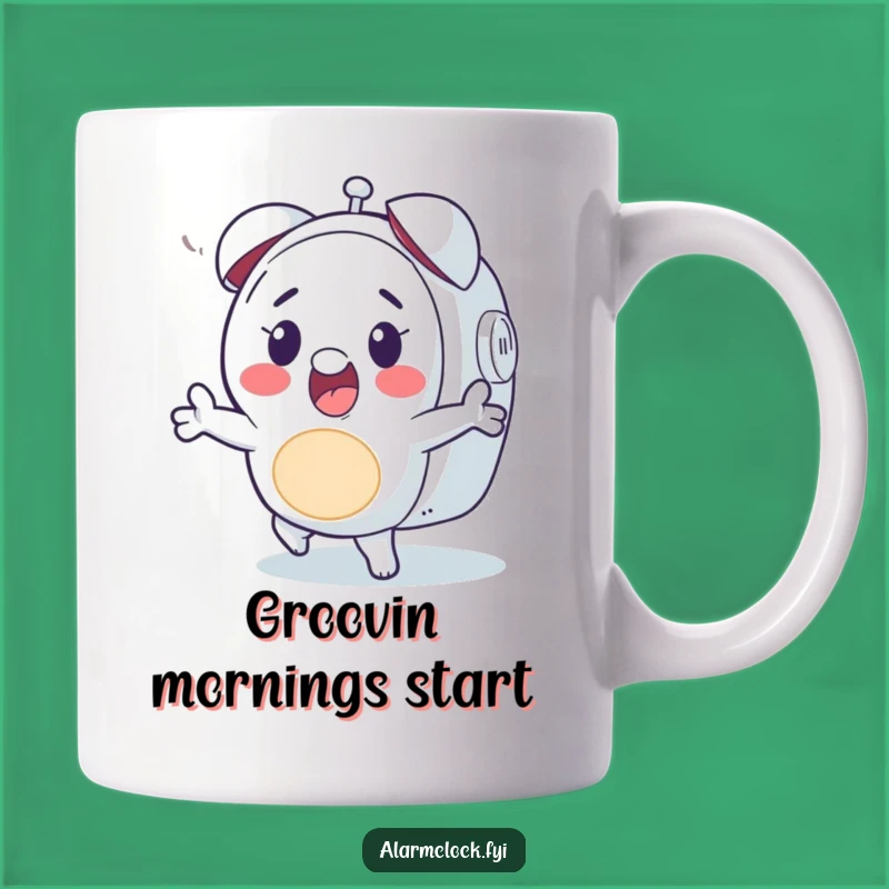 Funny Happy Character Dancing Alarm Mug, Perfect Humorous Gift for Morning Music Lovers