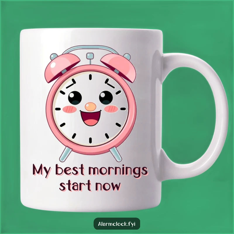 Funny Alarm Clock Mug: Excited Character Makes a Hilarious Gift!
