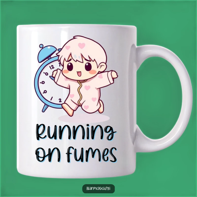 Funny Running Alarm Clock Mug - Pajama Character Gift for Morning Runners