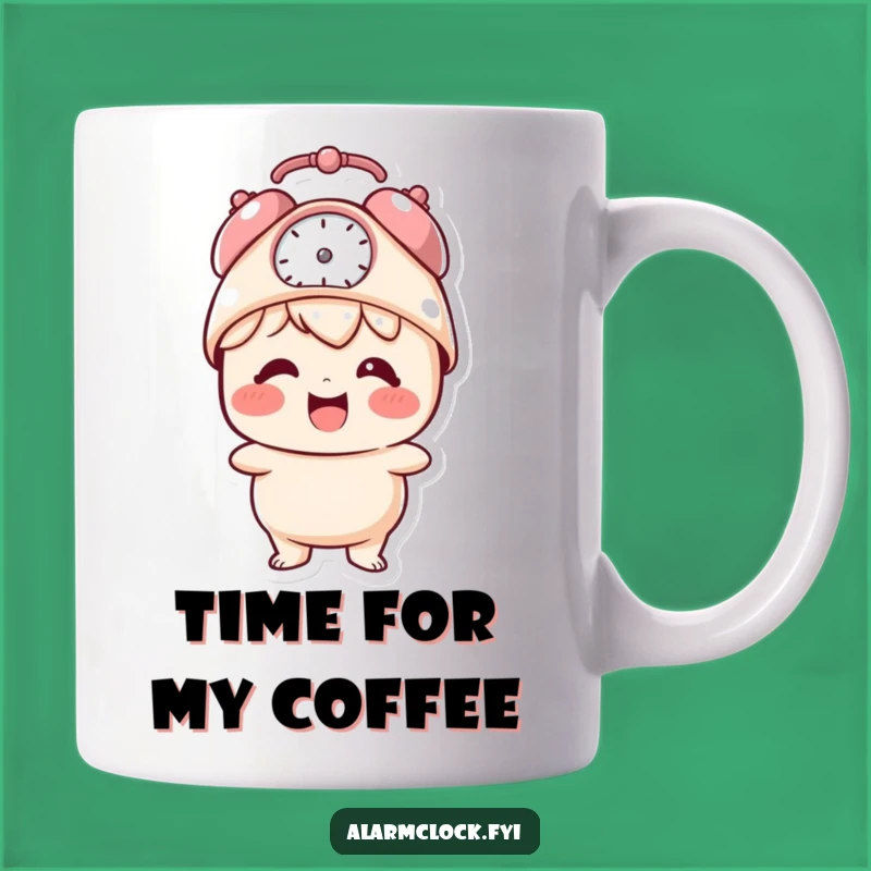 Funny Alarm Clock Hat Mug: Giggling Character's Morning Joy Gift