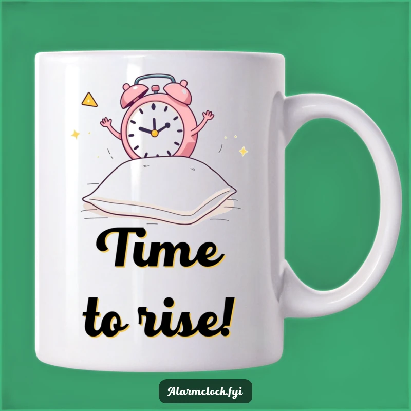 Funny Alarm Clock Pillow Bed Jump Mug: Early Bird Chaos & Hilarious Gift