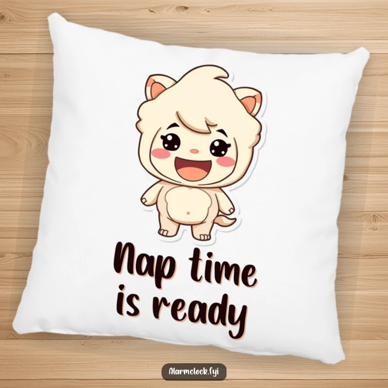 Funny pillow with a grinning character looking ready for adventure, adding a touch of excitement. Perfect funny gift.