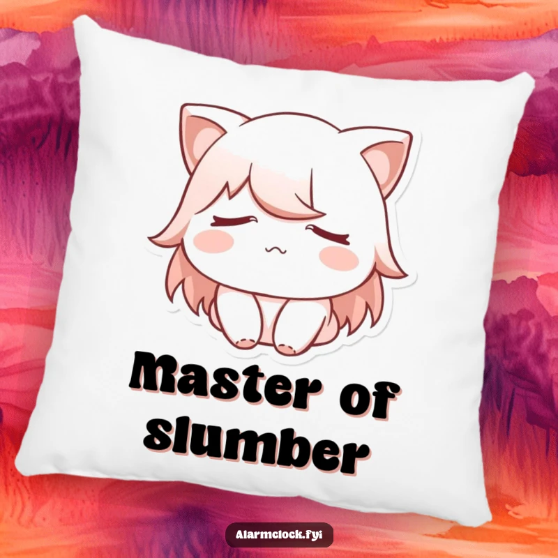 Funny pillow designed with a sleepy character covering their eyes, offering soft comfort and a touch of gentle humor.