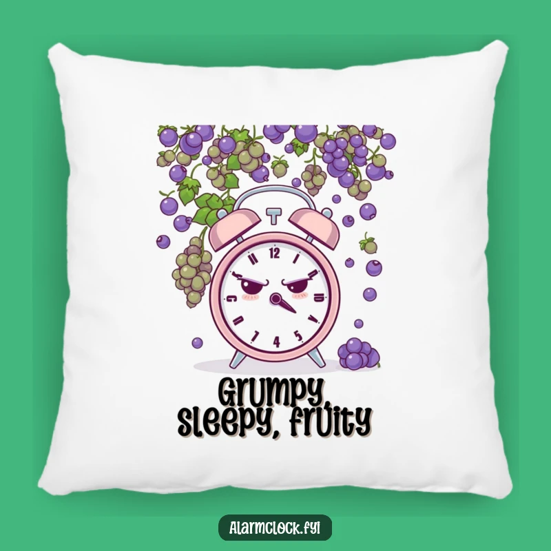 Funny Grumpy Clock Grape Shower Pillow - Comfy and Hilarious 'Mood' Cushion