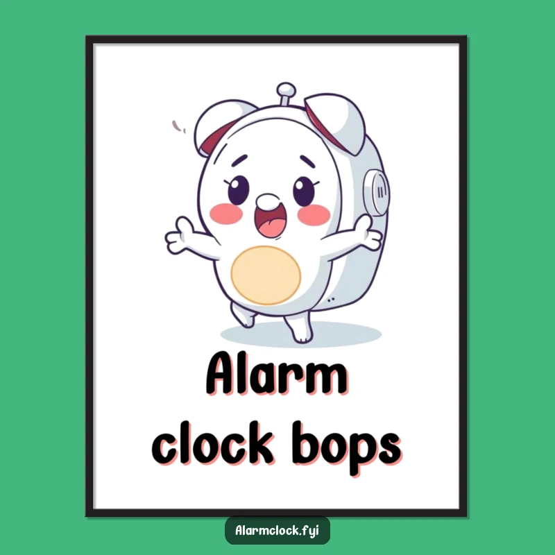 Funny Happy Character Dancing Alarm Print, Digital Art Humorous Gift for Musical Decor
