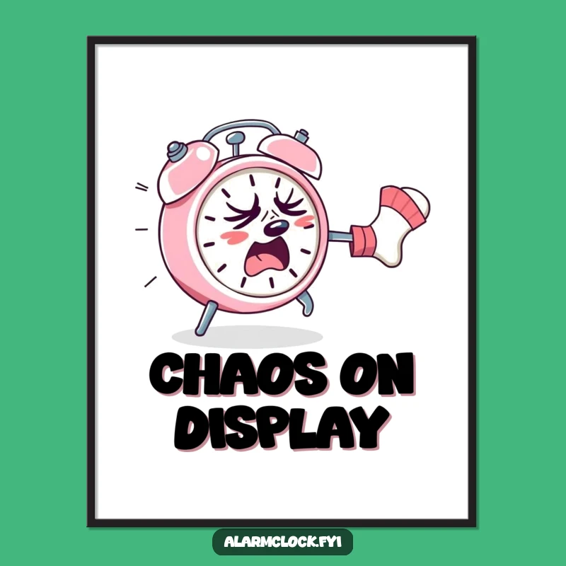 Funny Alarm Clock Sock Chase Digital Art - Hilarious Instant Download Gift