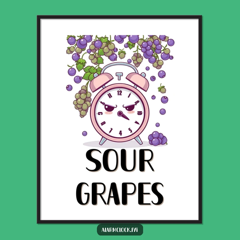 Funny Grumpy Clock Grape Shower Digital Art - Hilarious Instant Download for Bad Day Blues