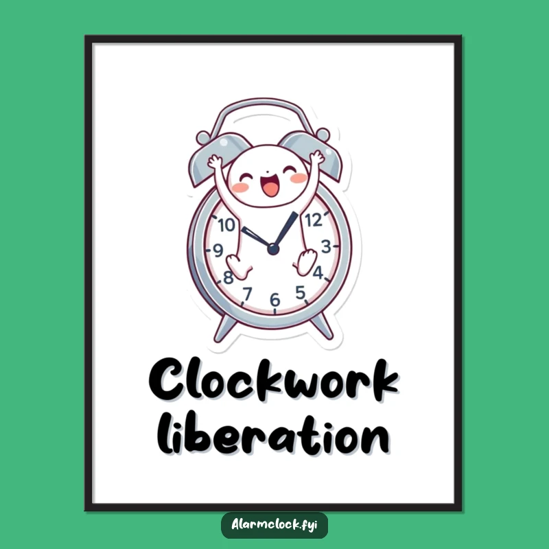 Funny Leaping Character Alarm Clock Digital Art - Instant Cheerful Decor, Unique Funny Gift