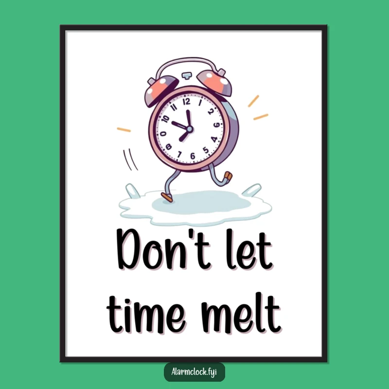 Funny Melting Clock Digital Art: Frantic Escape Print, Printable Funny Gift Art