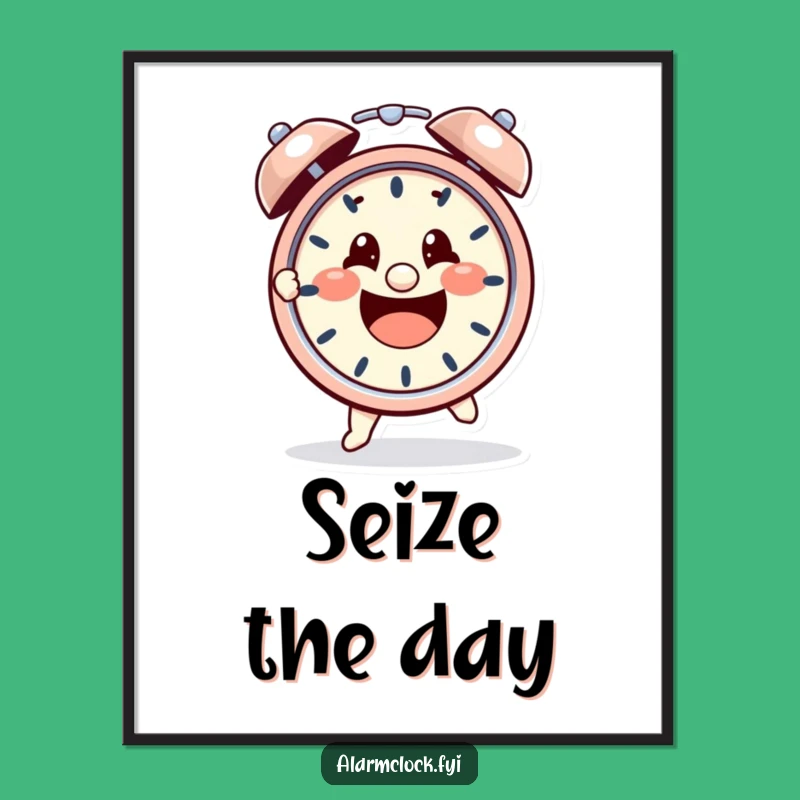 Funny Morning Victory Art Print: Character Beats Alarm, Digital Funny Gift