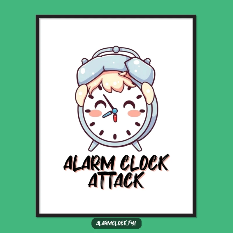 Funny Pillow Shield Alarm Clock Digital Art: Humorous Decor for a Funny Gift!