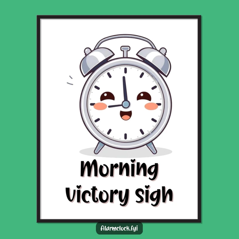 Funny Relief Clock Digital Print: Morning Victory Wall Art, Hilarious Decor