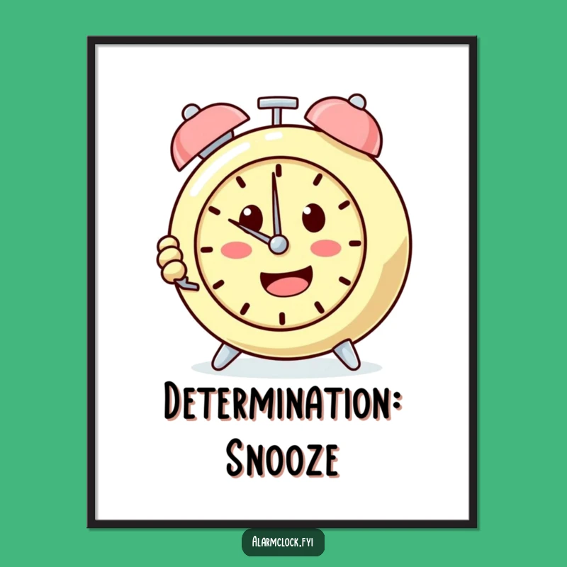 Funny Snooze Button Alarm Clock Digital Art: Determined Decor for Sleepy Sanctuaries Gift