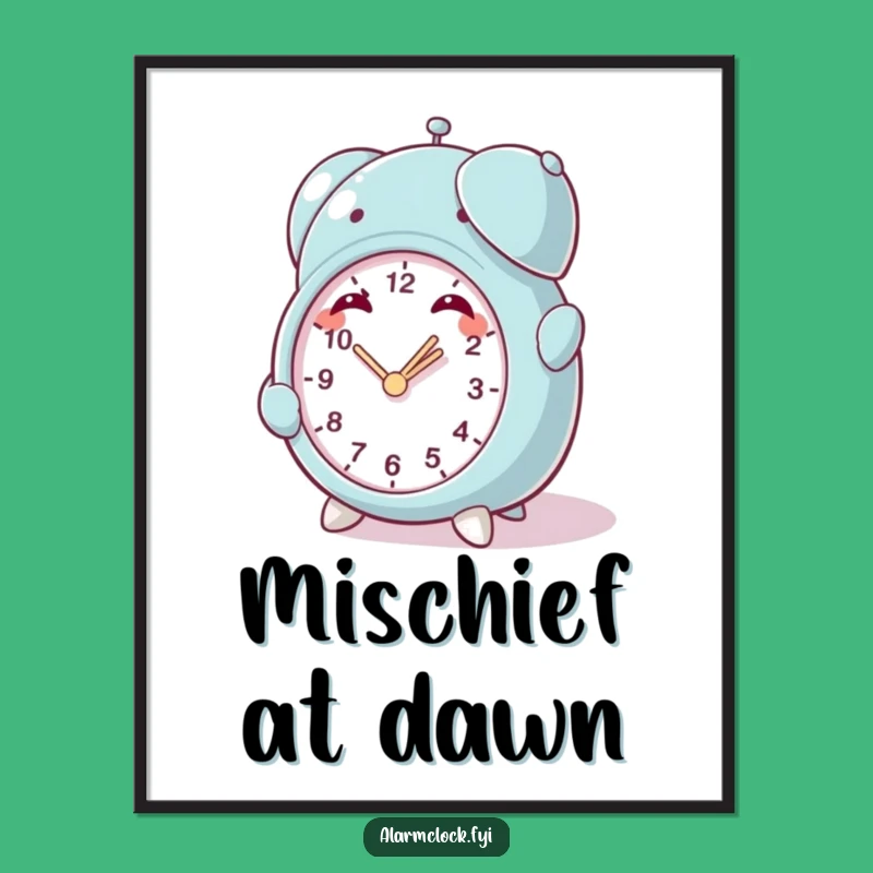Funny Mischief Clock Digital Print: Sneaky Alarm Wall Art, Hilarious Decor