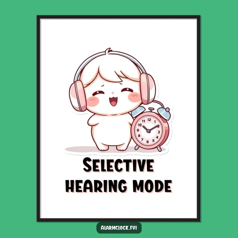 Funny Earmuffs Alarm Clock Digital Art: Serene Decor for a Funny Gift!