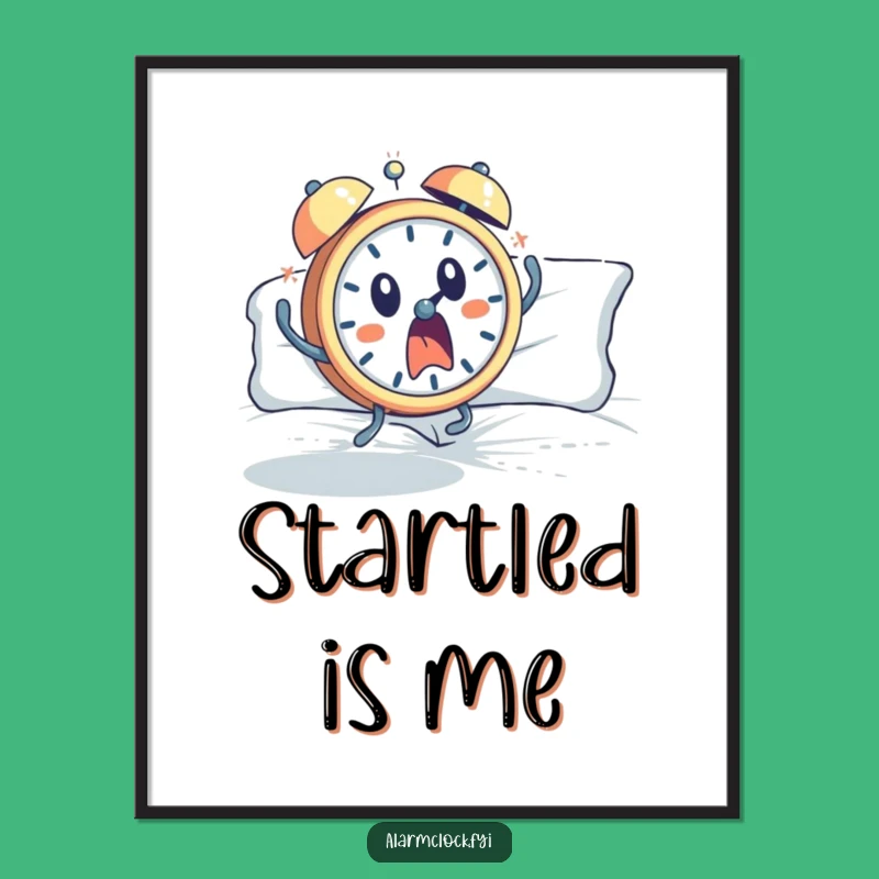 Funny Startled Alarm Clock Digital Art: Dramatic Decor for Surprise Lovers Gift