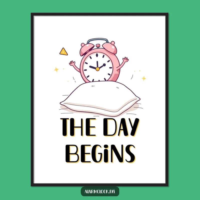 Funny Alarm Clock Pillow Bed Jump Digital Art: Instant Chaotic Decor