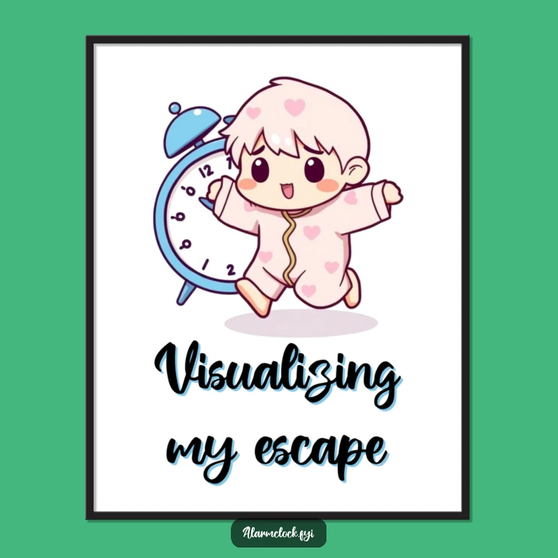 Funny Running Alarm Digital Art - Pajama Character Wall Decor Gift