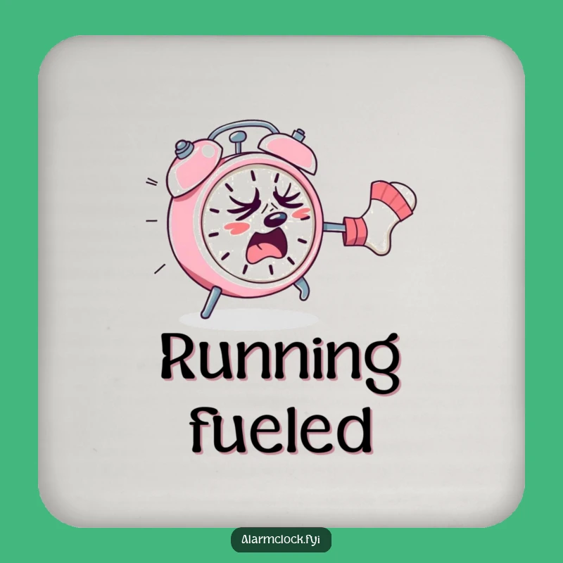 Funny Alarm Clock Sock Chase Coasters - Set of Hilarious Table Protection