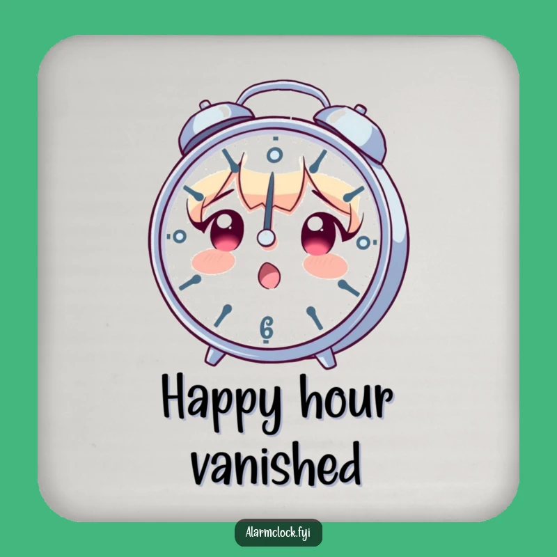 Funny Surprised Clock Character Coaster - Hilarious Gift for Lively Tables