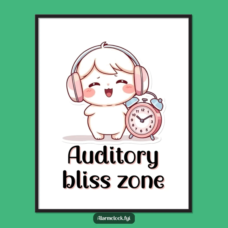 Funny Earmuffs Alarm Clock Poster: Humorous Art for a Serene Room!