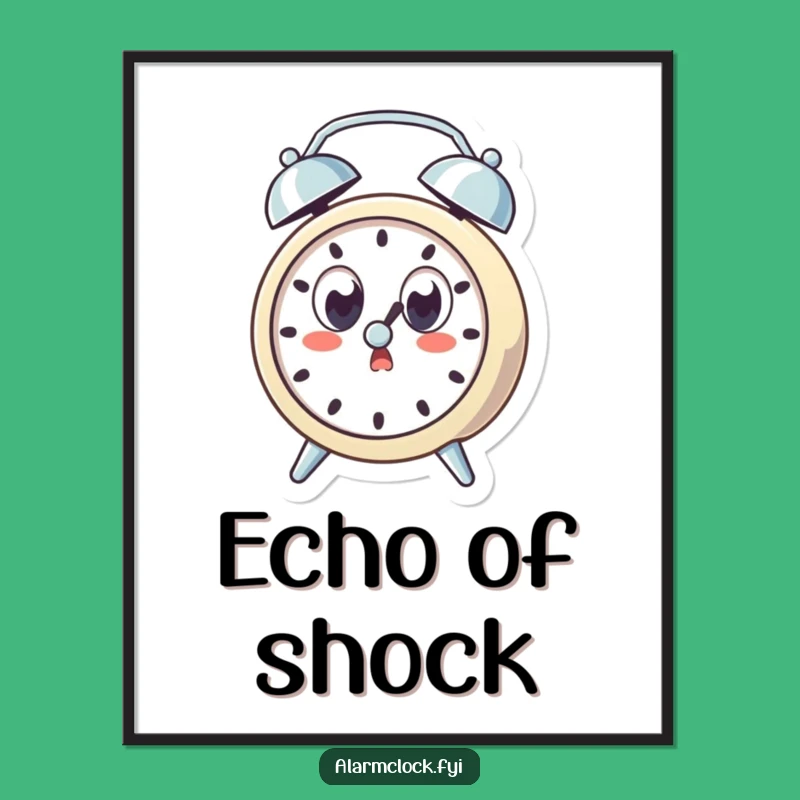 Funny Startled Alarm Clock Poster, Wide-Eyed Art, Whimsical Wall Decor