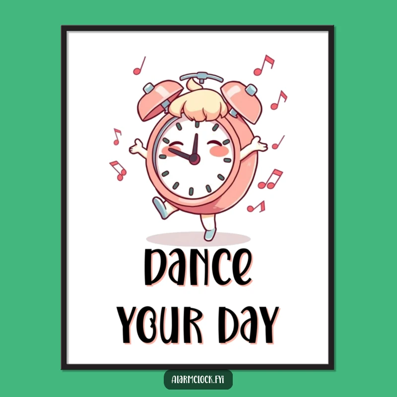 Funny Dancing Clock Poster: Morning Melody Wall Art, Hilarious Decor for Music Lovers
