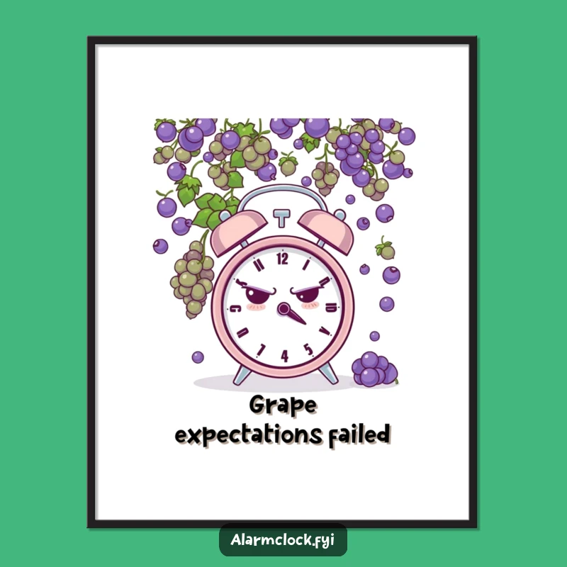 Funny Grumpy Clock Grape Shower Poster - Hilarious Wall Art for 'Can't Even' Spaces
