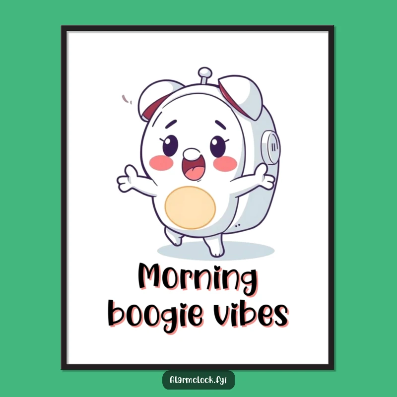 Funny Happy Character Dancing Alarm Poster, Wall Art Humorous Gift for Musical Decor