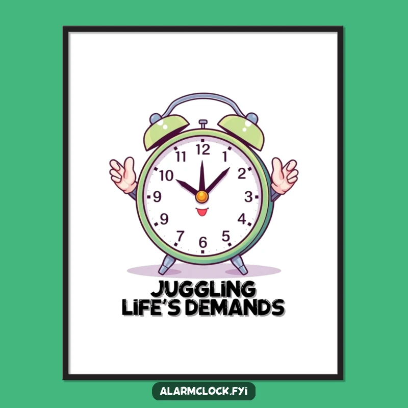Funny Juggling Clock Hands Poster - Hilarious Wall Art for Busy Spaces