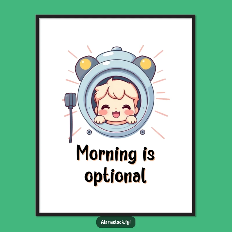 Funny Morning Reveal Poster: Character Peeks, Whimsical Funny Gift Art