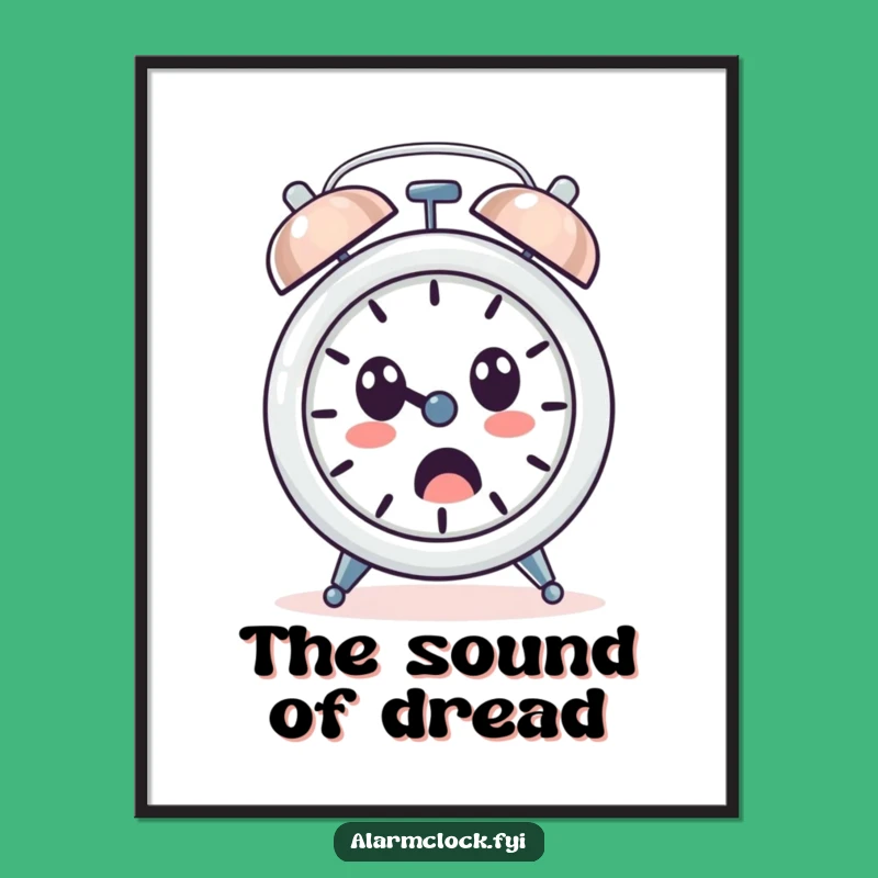 Funny Surprised Alarm Clock Poster - Loud Ringing Shocked Face Decor