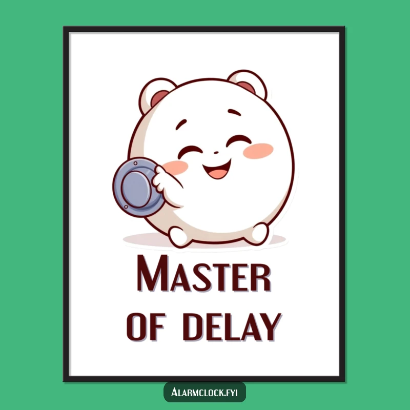 Funny Snooze Button Character Poster - Whimsical Hilarious Wall Art Gift