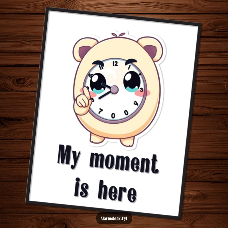 Funny poster featuring a determined character pointing at a clock, symbolizing focus and ambition. A motivational and funny gift.