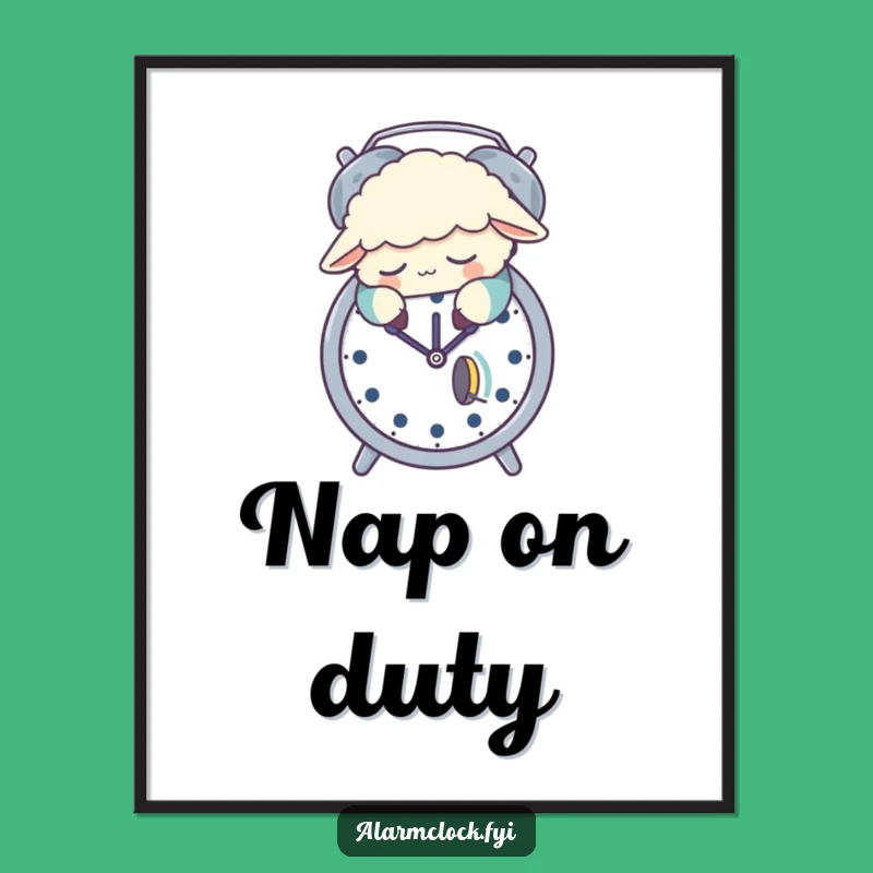 Funny Sleepy Sheep Pajama Alarm Clock Poster: Hilarious Wall Art for Bedrooms