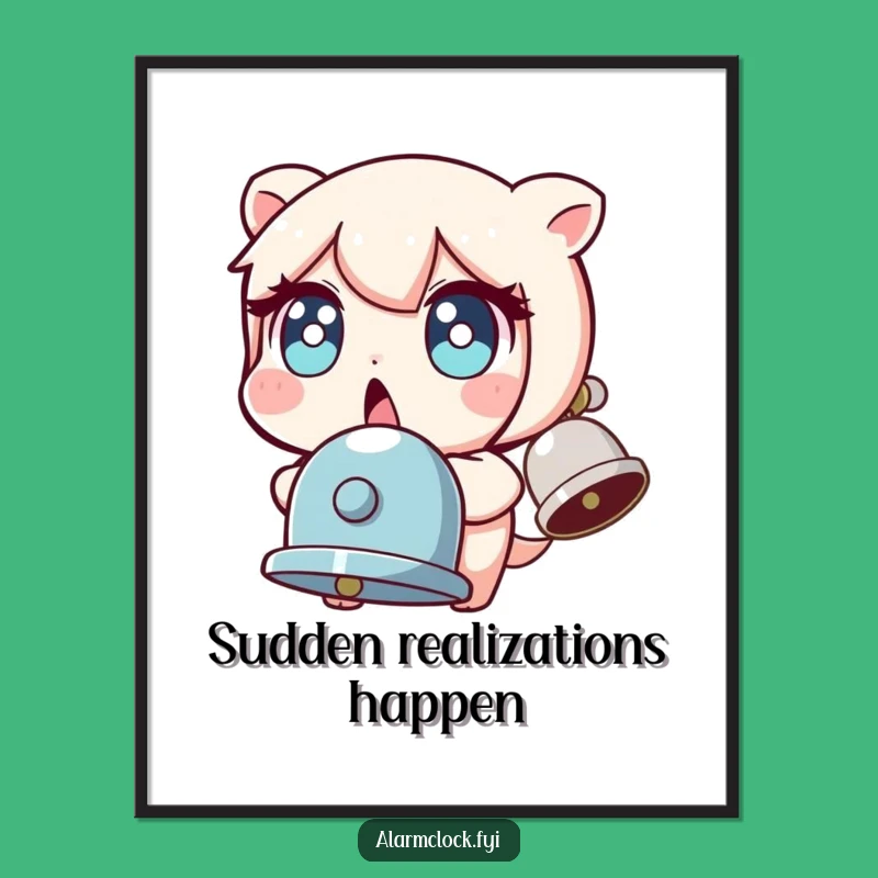 Funny Surprised Character Wide Eyes Bell Jolted Poster, Wall Art Humorous Gift