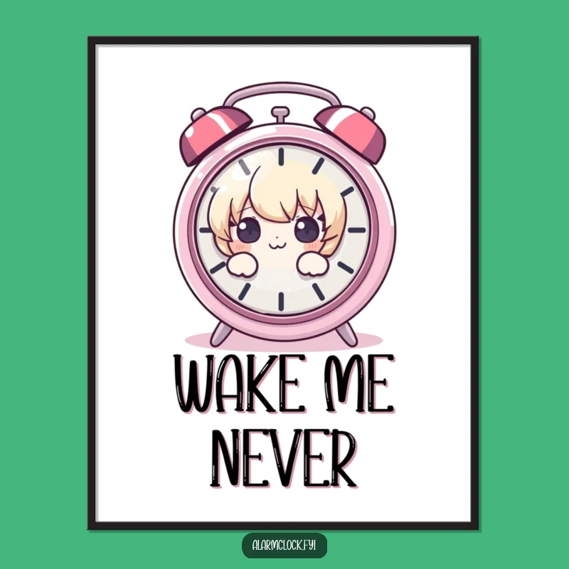 Funny Poster: Curious Character Peeking at Alarm, Hilarious Wall Art Gift