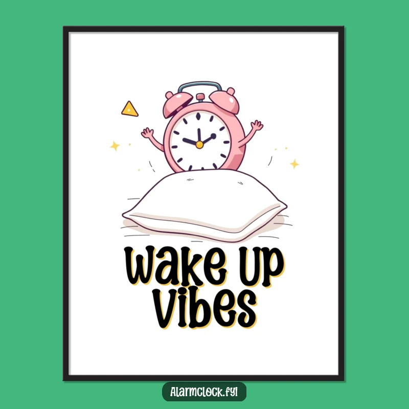 Funny Alarm Clock Pillow Bed Jump Poster: Hilarious Wall Art for Bedrooms